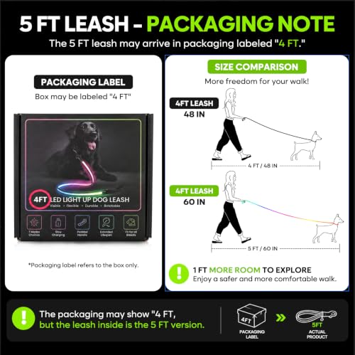 5 Ft LED Dog Leash (5 Ft)