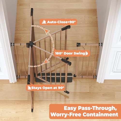 Baby Gate Auto Close (Brown / 29-40"Wide, 28"Tall)