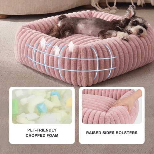 Dog Bed for Small Dogs (Pink / S (20"x19"x6"))