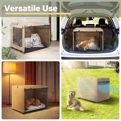 Dog Crate Cover (Beige (with left window) / 36 Inch)