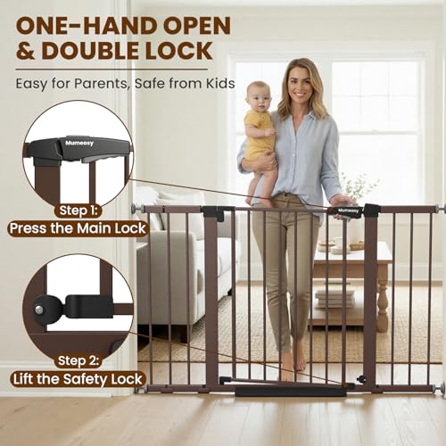 29.7 48" Baby Gate for Stairs (Brown / 29.7-48"W x 28"H)