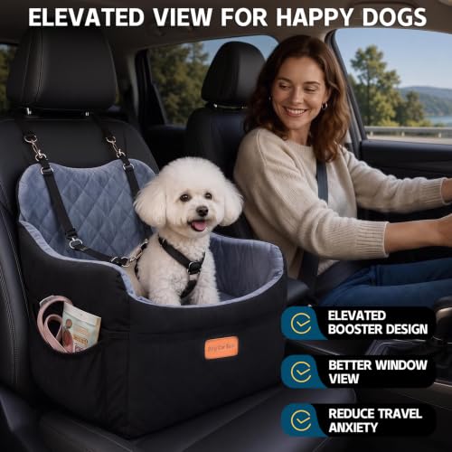 Dog Car Seat for Small Dogs (Black/Gray / M)
