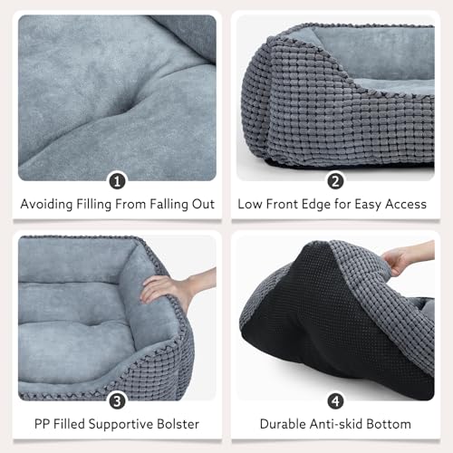 Dog Bed for Large Medium Small Dogs (Grey / M(25’’x 21’’x 8’’))