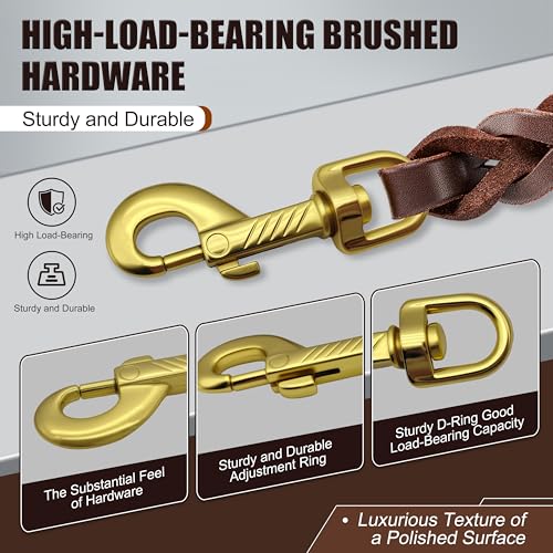 4ft Leather Dog Leash Heavy Duty Pet Walking Training Lead (4ft)