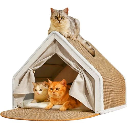Cat Houses for Indoor Cats (23.6*19.7*19.7"/Sharp Roof (L))