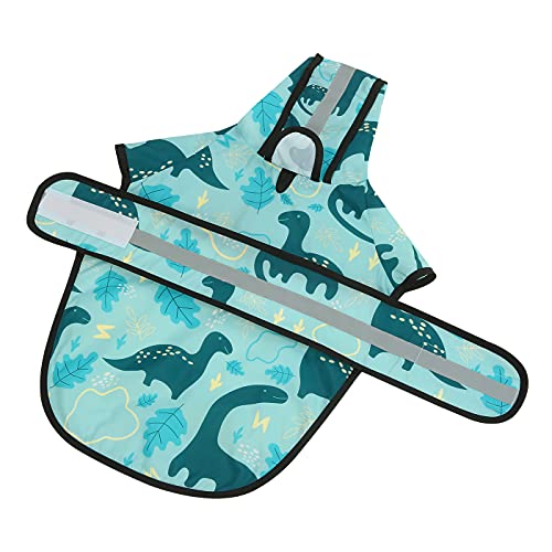 Dog Raincoat with Hood & Leash Hole S (X-Large / Dinosaurs)
