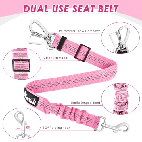 Dog Car Harness Seat Belt (XX-Small / A-Pink)
