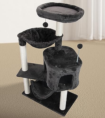 Cat Tree with Cat Condo and Big Hammock (39.4'' Dark grey)