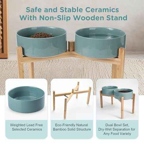Elevated Dog Bowls Ceramic (8.3 in - 7.6 cups / Dark Green)
