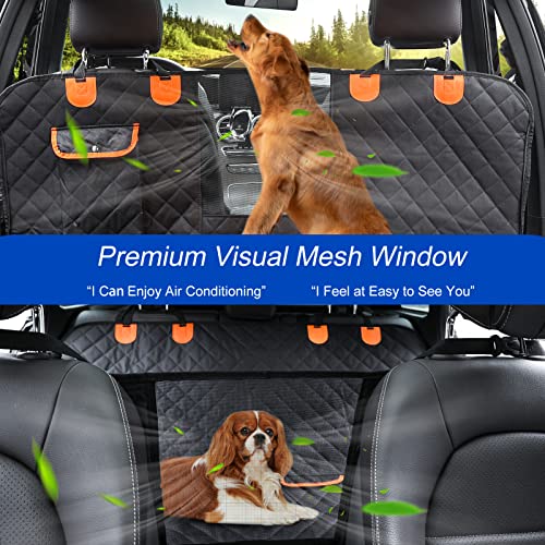 Dog Car Seat Cover for Back Seat 600D Scratchproof Nonslip Durable Waterproof Cars Pet Backseat Covers with Mesh Window Dogs Hammock for Car (Back Seat Hammock / X-Large)