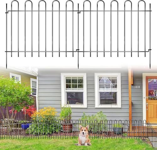 26 Panels Decorative Garden Fence (26 Panels, 13in X 30ft / Black)