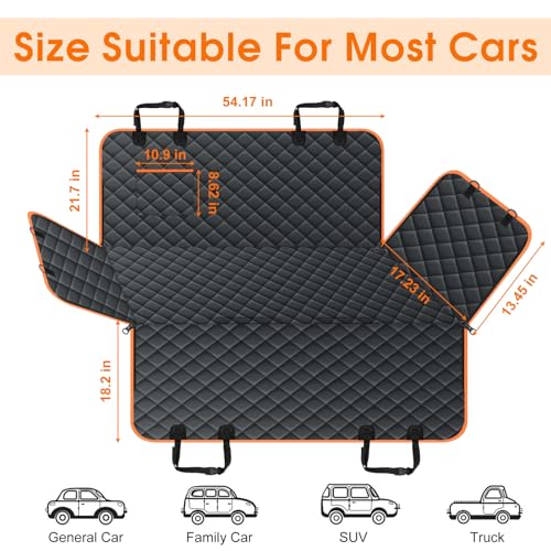 Waterproof Dog Car Seat Cover for Back Seat (Black,Orange / Small,Standard)