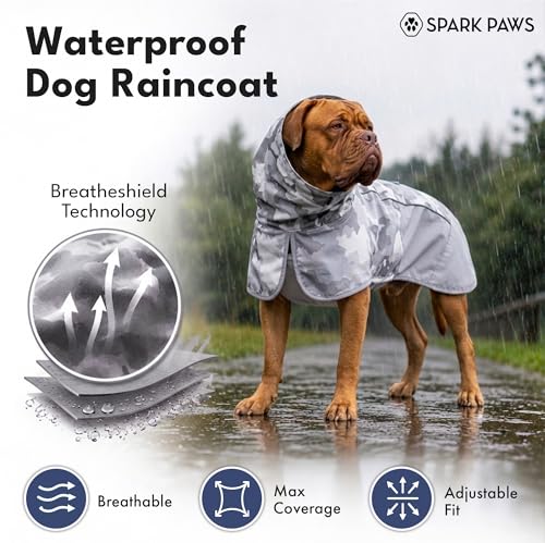 Dog Raincoat Waterproof Rain Jacket w (Camo Grey / XX-Large)