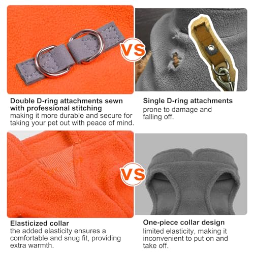 Dog Fleece Vest Sweater Winter Jacket for Small and Medium Dogs with D (Large / ORANGE)