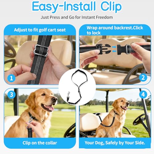 Golf Cart Dog Seat Leash & Safety Harness (Single Dog)