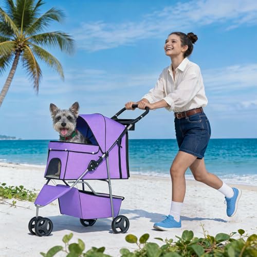 3 Wheel Pet Stroller (Purple)