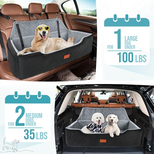 Large Dog Car Seat Under 100 lbs (Black/Grey)