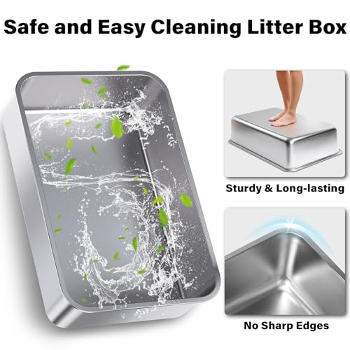 XL Stainless Steel Litter Box with Lid (XL)