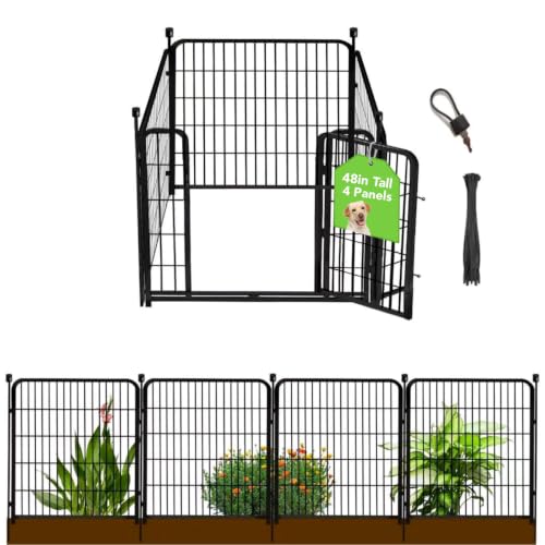 Garden Fence with Gate 48 in (48''(H)-4panels-8.9ft(L))