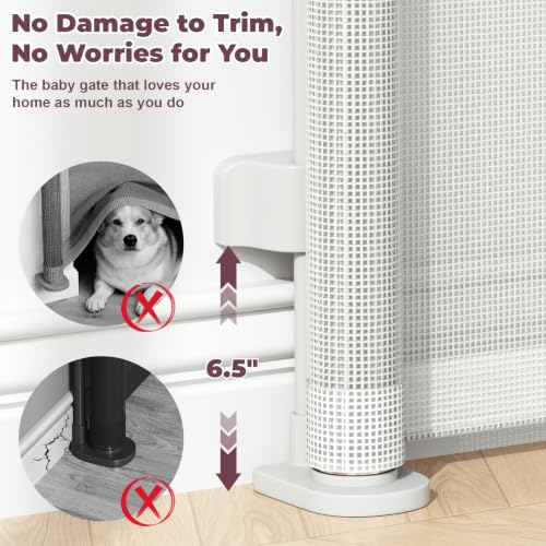 Retractable Baby Gates for Doorway (White / 34" Tall x 58" Wide)