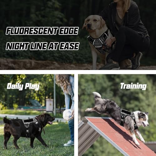 Dog Harness for Large Dogs (Tribal Patterns-Black / L(Neck:18-29",Chest:24-37"),45-80 lbs)