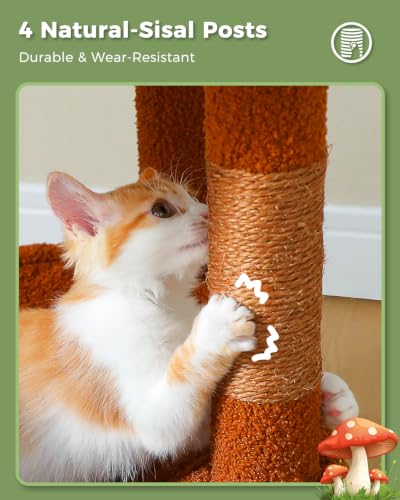 45.7" Mushroom Cat Tree with Metal Hammock (Brown / 45.7in)