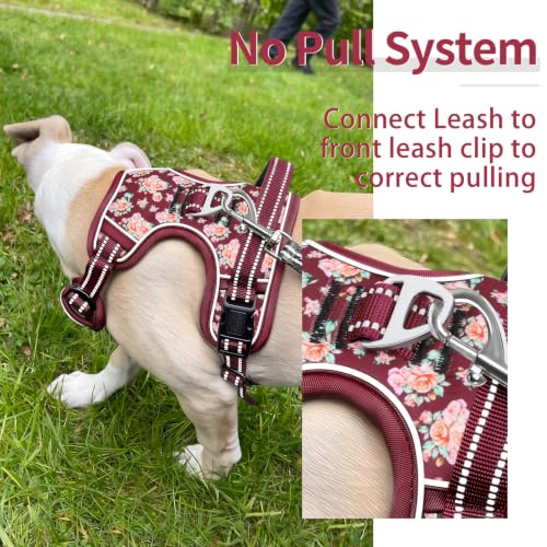 Large Dog Harness (XL / Flower Burgundy)