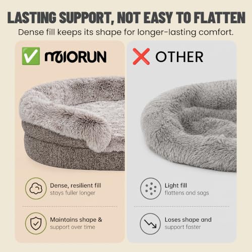 Fluffy Orthopedic Dog Beds Large Sized Dog (Sand / L-(40", UP to 70lbs))