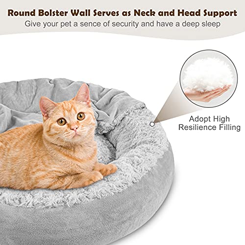 Small Dog Bed Cat Bed with Hooded Blanket (S(23" x 23" x 7") / Grey)