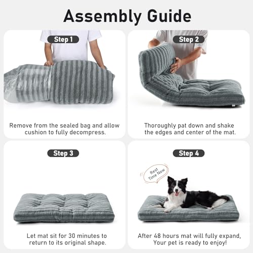 Washable XL Dog Bed for Extra Large Dogs (Blue / 44.0"l x 32.0"w x 4"th)