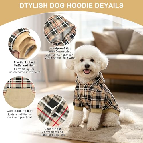Plaid Dog Hoodie (X-Small / Beige)
