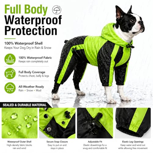 American Bully Pitbull Dog Hooded Raincoat (B-M (for Bulldog/Beefy dog) / Green)