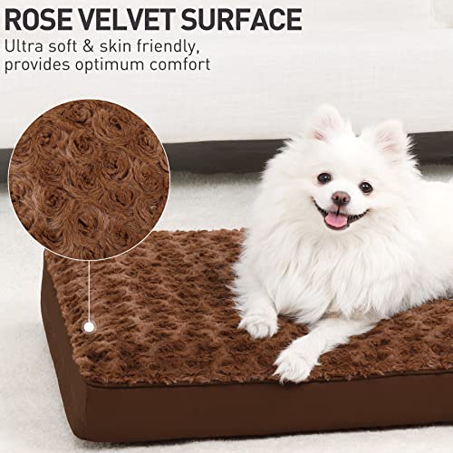 Washable Dog Bed for Crate Waterproof for Medium Dogs (Brown / 29.0"L x 18.0"W x 3.0"Th)