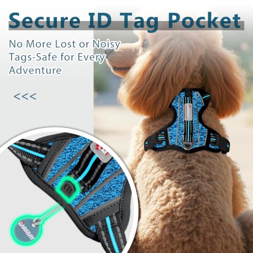 Dog Harness No Pull with ID Tag Pocket (Small(Chest:19.5-26”) / Blue/Black)