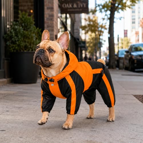 Welsh Corgi Dog Hooded Raincoat (D-L (for Corgi) / Orange)