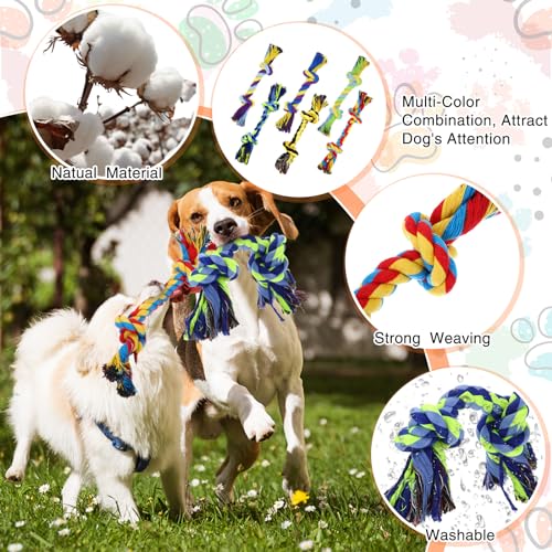 24 Pack Dog Rope Toys 10 Inch Cotton 2 Knot Chew for Large Dogs