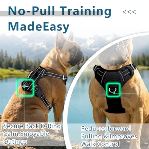 No Pull Dog Harness for Large Dogs (Large(Chest:24.5-32.5") / Black-Oxford)