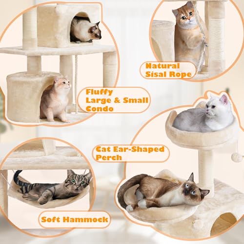 62.5in Cat Tree with 2 Cat (62.5in / Beige)