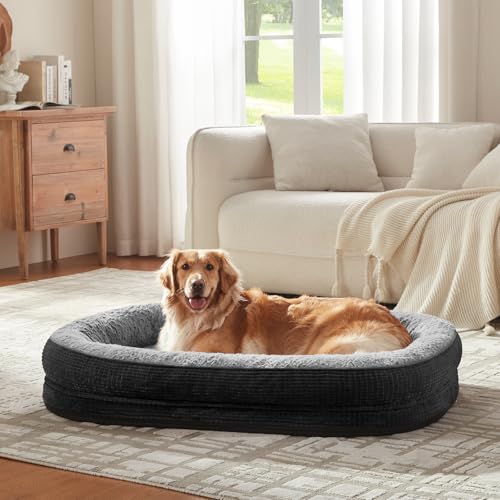 Orthopedic Dog Beds Large Sized Dog (Black / 42"l X 32"w X 7.5"th)