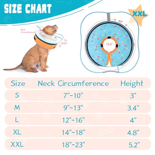 Elevated Inflatable Dog Cone Collar Alternative After Surgery (Donut Blue / XXL(Neck 18.5"-23.5"))