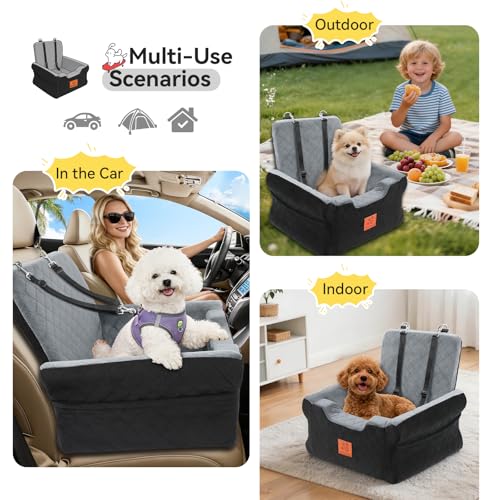 Dog Car Seat for Small Medium Dogs (Black-Gray)