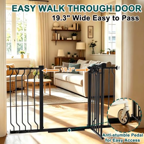 71.7" 81.1" Extra Wide Baby Gate for Doorway Wide Openings Black (Black / 71.7"-81.1")