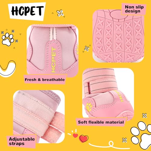 Dog Boots Dog Shoes for Large Dogs (Pink / Width 2.75 in)