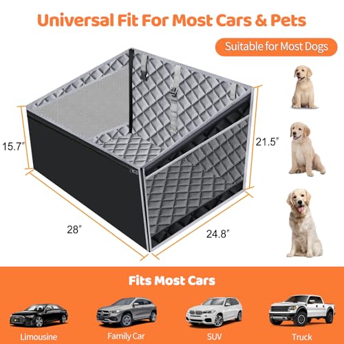 Hard Bottom Dog Car Seat for Back Seat (Dark Gray / Standard - 54" Length)