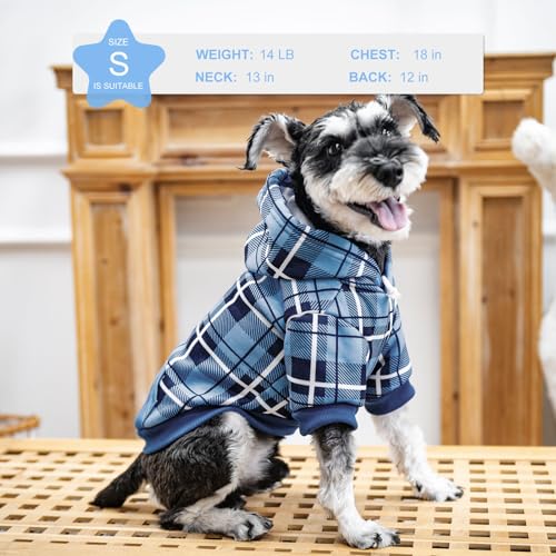 Plaid Dog Hoodie (S-Medium / Blue)