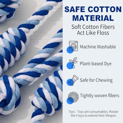 Dog Rope Toys for Small Dogs & Puppies (Blue / Small)