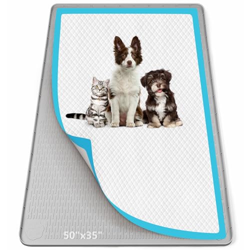 Pee Pad Holder for Dogs 50''x35'' Silicone Puppy Pee Pad Tray (Light Grey)