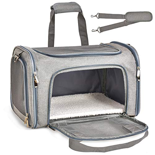 Cat Carriers Dog Carrier Pet Carrier For Small (17.0"L x 11.0"W x 11.0"H / Grey)