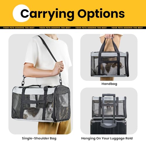 Soft Sided Cat Carrier for Small (17.0"L x 11.0"W x 11.0"H / Grey)
