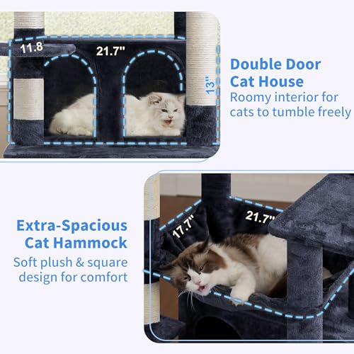 Tall Cat Tree for Large Cat (Smoky Gray / 80 inch)